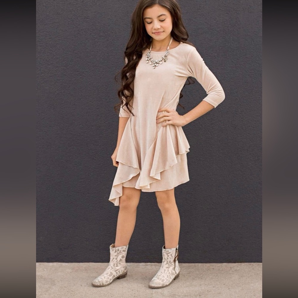 Joyfolie Cream Ruffle Kids Dress
